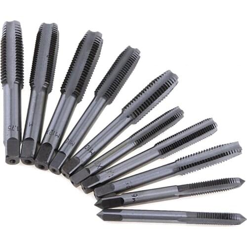 10pcs/lot Hand Tool Tap Die Screw Thread Metric Plugs Set M6 / M7 / M8 / M10 / M12 with Straight Flute Drill Set for Woodworking