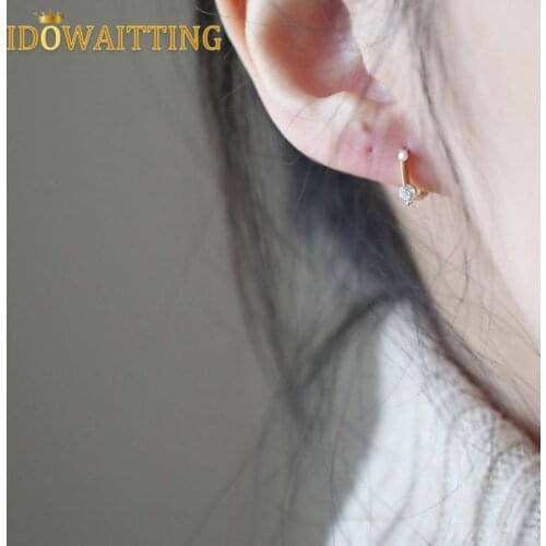 100% 925 Sterling Silver Sparking CZ Cubic Zirconia Paved Mini Small Huggie Hoop Earring Multi Piercing Cartilage Boho Jewelry