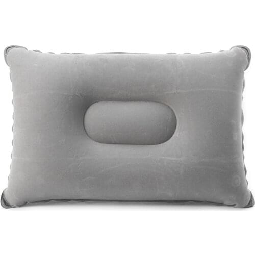 Folding Flocking Air Inflatable Pillow Camping Travel Airplane Sleep Cushion Pad