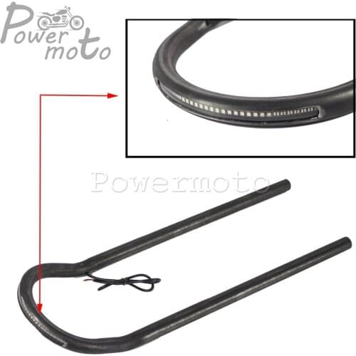 Cafe Racer Loop Steel Motorcycle Rear Seat Hoop Tube LED Light Strip w/ Brake Taillight Turn Signal Lamp for Kawasaki Suzuki