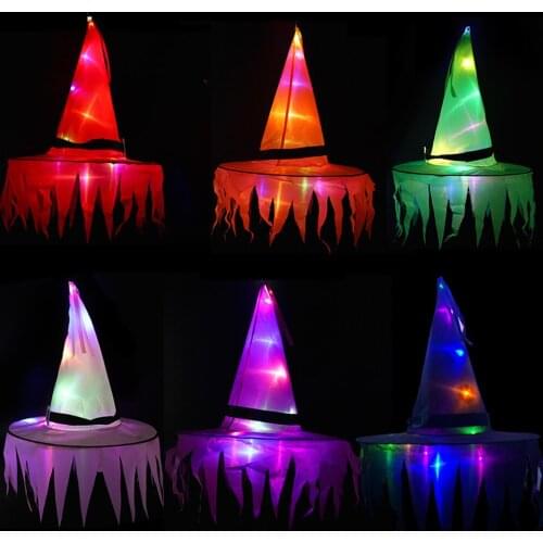 Glowing Halloween Holiday LED Lights Hat Can Be Worn on The Head or As A Pendant Witch Hat Garden Hotel Wedding Decoration