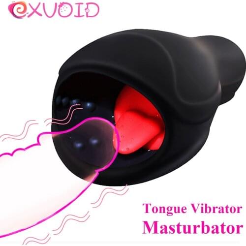 EXVOID Tongue Vibrator Deep Throat Pussy Mouth Oral Masturbatory Cup Sex Toys for Men Gay Male Masturbator Sex Machine
