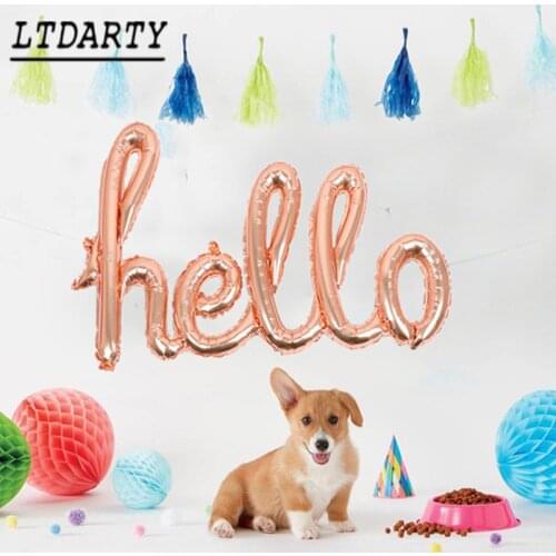 Rose Gold Hello Boy Girl Baby Love Letter Foil Balloon Baby Shower First Birthday Party Decoration Balloon Air Globos