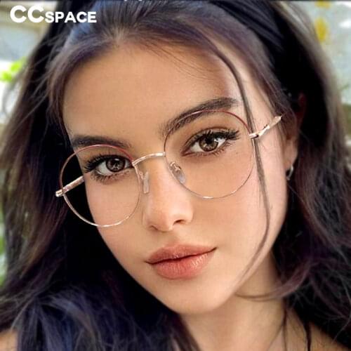 53368 Luxury Women Round Anti Blue Light Metal Optical Glasses Frames Fashion Computer Eyeglasses