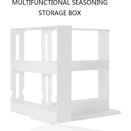 1Set Bottle Storage White PP Cabinet Multifunction Rotating Jars Spice Two Tiers Rack Kitchen Storage Rack Holder Organizer