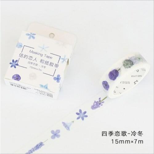 15mm Wide Four Seasons Cold Winter Plants Flowers Life Decoration Washi Tape DIY Planner Diary Scrapbook Sticker Masking Tape