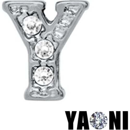 20pcs lot Free Shipping Y Letter Charms Crystal Alphabet Floating Locket Charms fit Memory locket