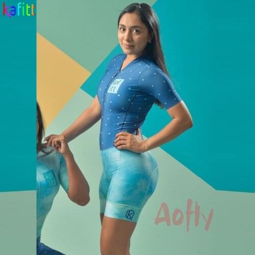 2021Kafitt Womens Cycling Jumpsuit Female Cyclist Triathlon Road Bike Pro Team Bicycle Clothing Shirts Short sleeve 9D Gel Lycra