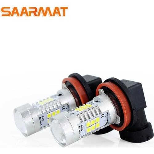2x Led CanBus H8 H11 Fog lights bulb + Decoder Day lamp No Error DRL H16JP Crystal blue white @12V