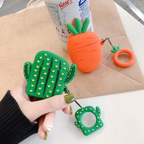 3d cactus wireless bluetooth headset case for airpods 1 2 case cute cartoon silicone airpods pro protective cover accessories