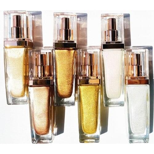5 Piece Face Body Liquid Highlighter Private Label No Logo Gold Shimmer Brighten Skin Colour Highlighter Makeup Custom