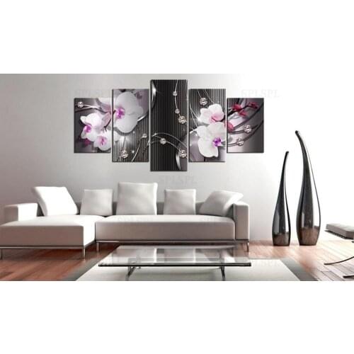 No Frame ) Diamond Orchid Canvas Print Modern Abstract Flower Floral Art Painting Home Decoration Gift for Love, Choose Color