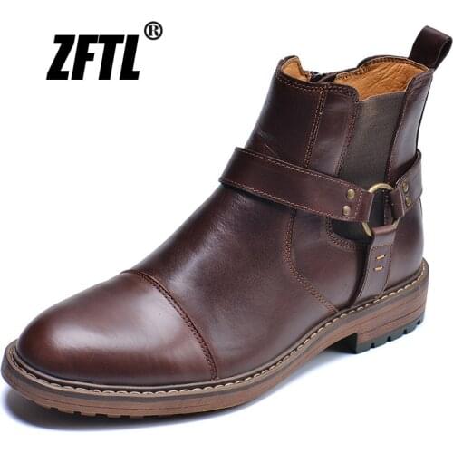 ZFTL NEW mens Martins boots Genuine Leather Mens autumn and winter handmade High-top boots lager size mens Chelsea boots 0153