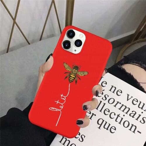GYKZ Fashion Trend Faith Bees Phone Case For iPhone XS MAX SE 2020 11 Pro XR X 7 8 6s Plus Animal Pattern Soft Cover Letter Capa