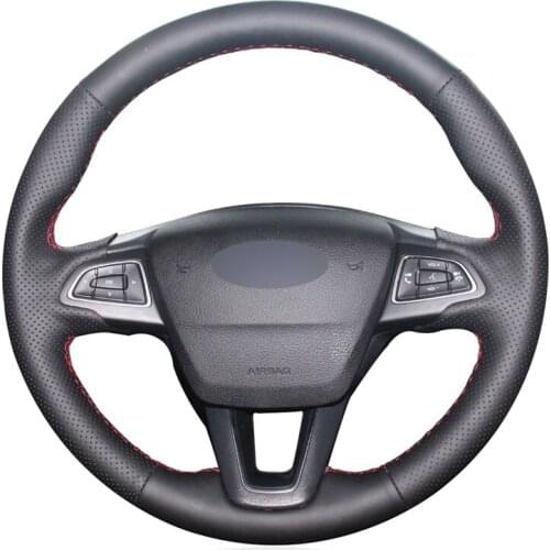 Hand-stitched Artificial Leather Steering Wheel Cover for Ford Focus 3 2015-2018 Kuga 2016-2019 Escape C-MAX Ecosport 2018-2019