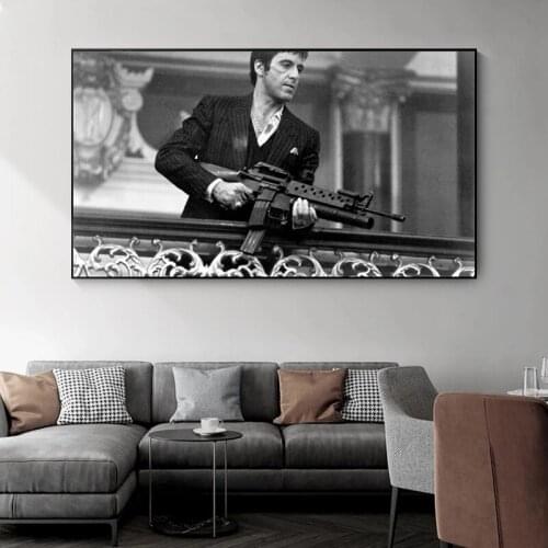 Film Priest Tony Montana Black and White Portrait Posters and Prints Canvas Print Poster Canva Painting Wall Decoration Painting