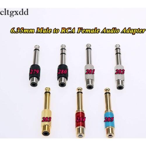 Cltgxdd 1PCS 6.35mm 1/4" Male Mono Plug To RCA Female Jack Audio Adapter Connector,2/3 Pole Audio Stereo Plug