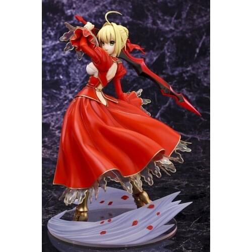 23cm Fate Stay Night Extra Red Saber Nero Claudius Caesar Augustus Germanicus Fighting Ver PVC Action Figure Collection Model