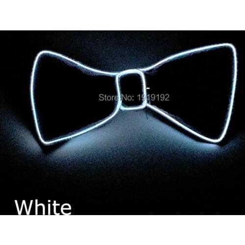 Hot Sales Glowing LED Tie Flashing 10 colors Available EL Wire bow Tie for party,bar,club, DJ with Sound Activated EL Inverter