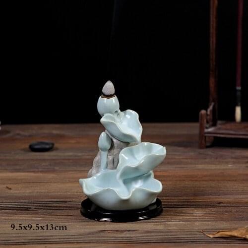 Backflow Incense Cones Burner Ceramic Censer Smoke Incense Holder Lotus Censer For Tower Incense