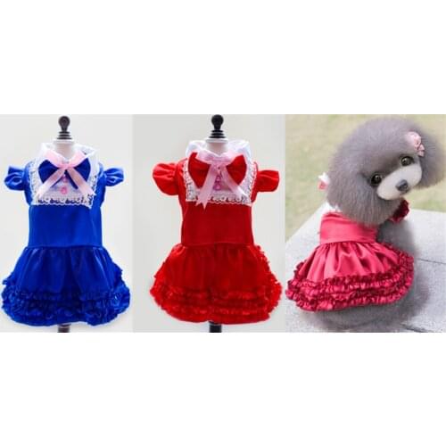 Sweet Formal Pet Dog Mesh Bow Tutu Dress Lace Skirt Cat Puppy Clothes Princess Dress Costume