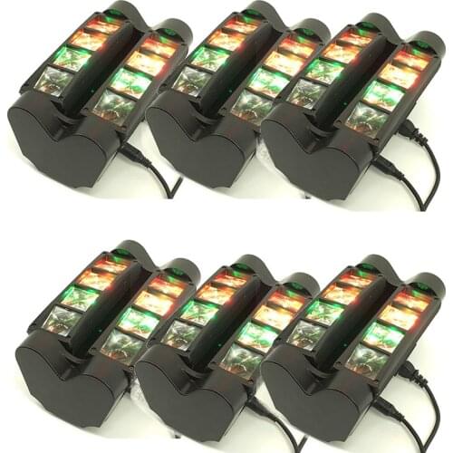 6pcs/lot Mini 8 Eyes Led Spider Light 8x10W RGBW Beam Led DMX Professional Lighting Stage Disco Party DJ Lights