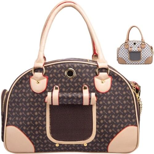 Fashion PU Leather Carrier Bag For Cat Small Dog Outdoor Travel Carry Tote Foldable Pet Luxury Carrier Tote Bag Pet Cat Carrier