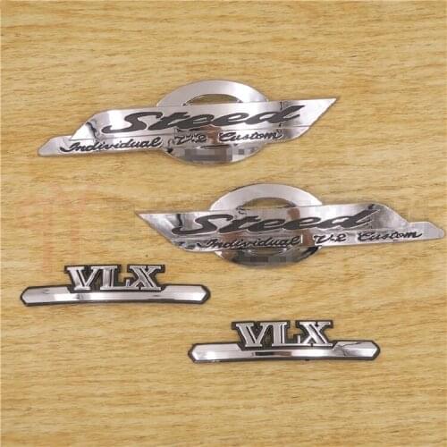 Motorcycle Chrome Fuel Gas Tank Emblem Badge Decoration 3D Decals Stickers For Honda STEED VLX 400 VLX600 VT600