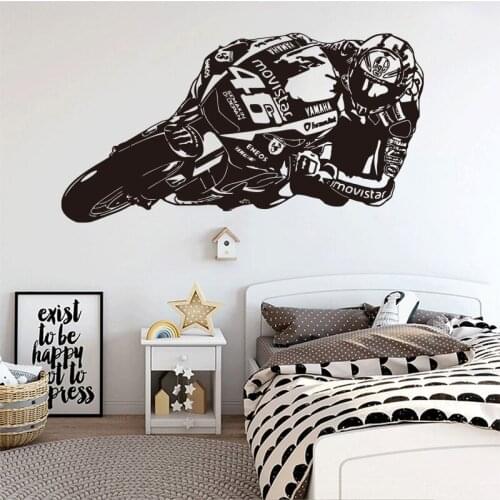 Motorcyclist wall decal racer vinyl carving wallpaper children bedroom garage playroom wall decoration painting poster SP-146