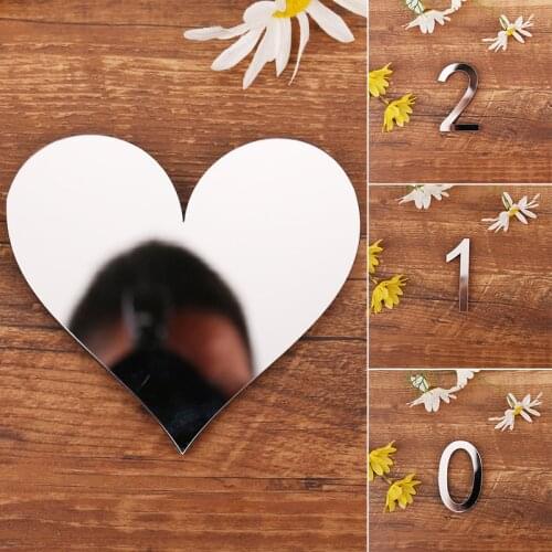 Home Number Stickers Fashion Heart Shaped Mirror Surface Wall Stickers Creative Eco-Friendly Home Hotel Wall Decorations