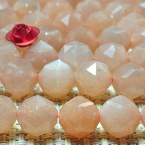 Natural Moonstone Diamond Faceted Round Loose Beads Wholesale Gemstone Semi Precious Stone Bracelet Necklace Jewelry Making Diy