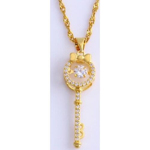 New Design Simple Golden Key Water Wave Chain Pendant Jewelry The Best Gift For Women