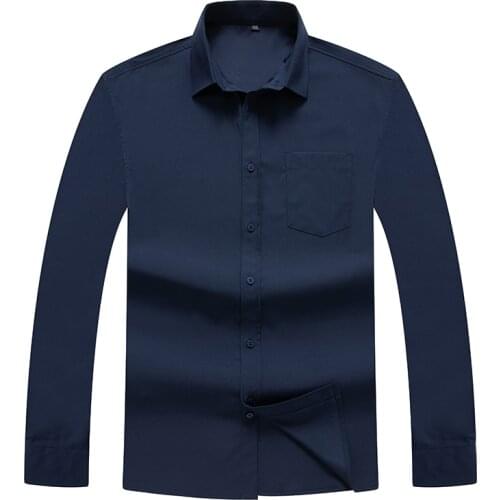 Spring Autumn Long Sleeve Soild Shirts Fashion Men Business Formal Casual Shirts Cotton Slim Fit Pocket Shirts Plus Size 6XL 8XL