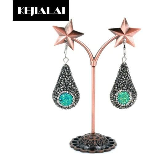 Original Unique Design Crystal Earrings Paved Rhinestone Waterdrop Shape Moon Pendant Evil Eyes Jewelry Antique Earrings Women