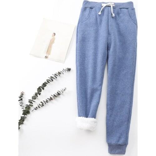 Autumn Fleece Womens Trousers Loose Jogging Pant Casual Female Solid Pants Drawstring Sport Streetwear Sweet Lady Pants Bottoms