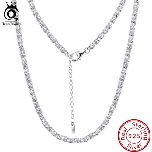 ORSA JEWELS Solid 925 Sterling Silver Italian Handmade 3.5mm Phoenix Tail Chain Necklace for Women Men Hiphop Jewelry SC54
