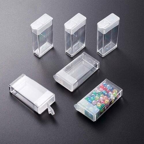 Plastic Flip Top Seed Bead Small Storage Containers Rectangle Transparent Clear Box Package Candy Favor Empty Box Organizers
