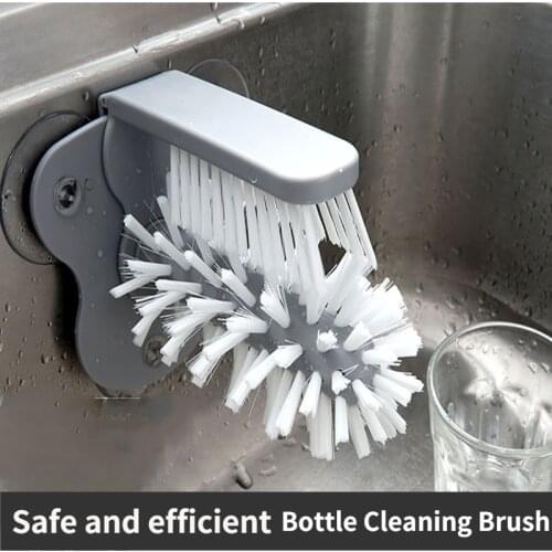 Cup Scrubber Glass Cleaner Bottles Brush Sink Kitchen Accessories 2 in 1 Drink Mug Wine Suction Cup Cleaning Brush Gadgets