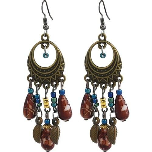 Colorful Bohemia Flower Beads Tassel Vintage Earrings For Women Teens Girls New Jewelry