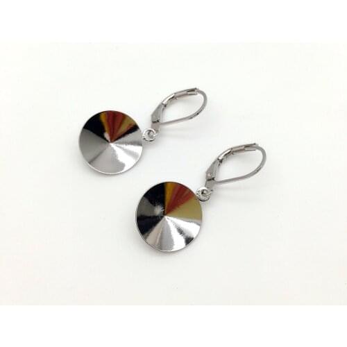 Ms.Betti Round Rivoli Drop Earring Base French Hook 1122 14/12/10/8mm Anti Allergy Copper Settings With For Jewelry DIY Making