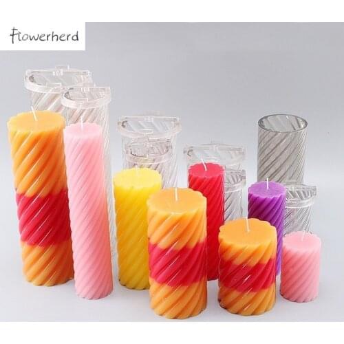 Spiral Cylindrical Candle Mold Acrylic DIY Resin Molds Soap Mould Transparent Candle Molds for Candle Making Kit Christmas Mold