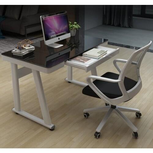 Computer desk table toughened glass household simple desk economical bedroom student with drawer single study