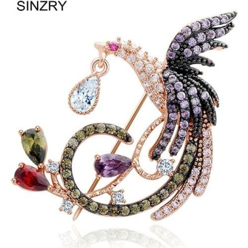 SINZRY jewelry Cubic zirconia micro paved colorful phoniex brooches exquisite scarf buckle Korean jewelry gift