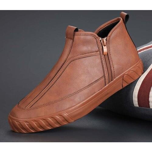 Suede Leather Men Boots Winter with Fur Super Warm Snow Boots Men Winter Work Casual Shoes Sneakers High Top Rubber Ankle Boots