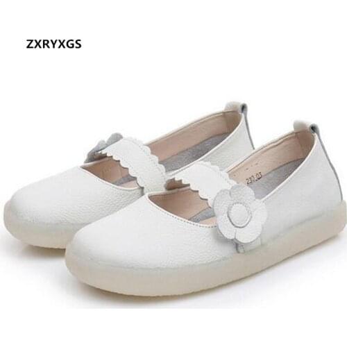 Promotion Genuine Leather Shoes White Nurse Shoes Women Flats 2021 Large Size Soft Sole Wear Comfortable Shoes Casual Shoes New