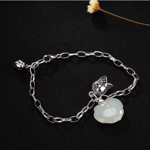 Women Bracelet Time-limited Boys Ammonite,ammolite Charm Bracelets Kehribar 2018 New S925 Pure And Tian Baiyu Ruyi Lotus