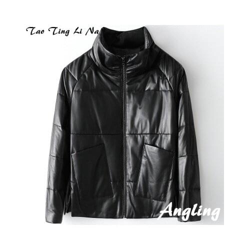 2020 Women Fashion Genuine Real Sheep Leather Coat H69