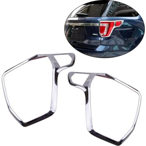 1 Pair Chrome Style Rear Tail Light Lamp Cover Trim Frame Fit For Ford Explorer 2016 2017 2018