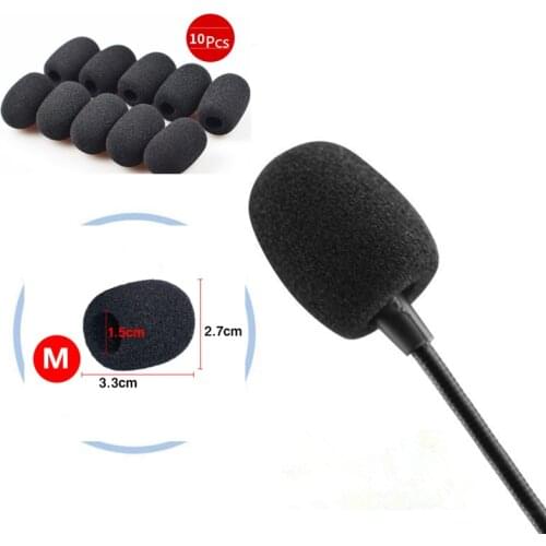 10Pcs Medium Mini Headset Microphone Mic Windscreens Foam Microphone Covers Black Color 33*27*15mm