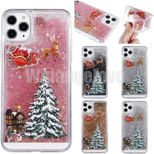 100pcs Liquid Quicksand Case Phone Case For iPhone 11 XS Max XR 7 Plus Christmas Case Gift Bling Cover For iphone 11